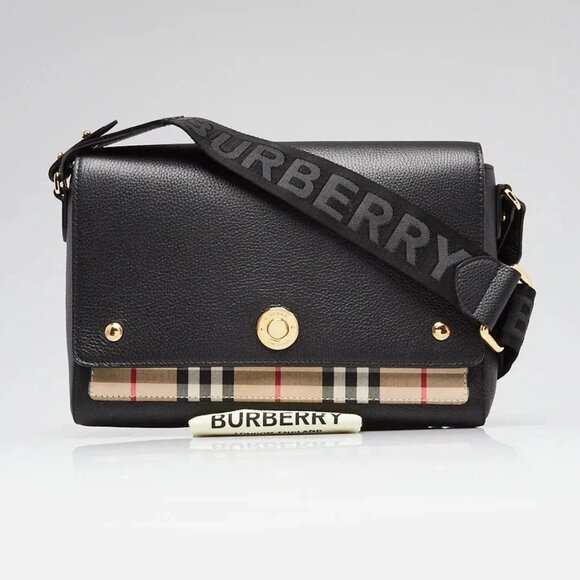 Burberry Black Grainy Leather Medium Note Crossbody Bag - Picture 1 of 12